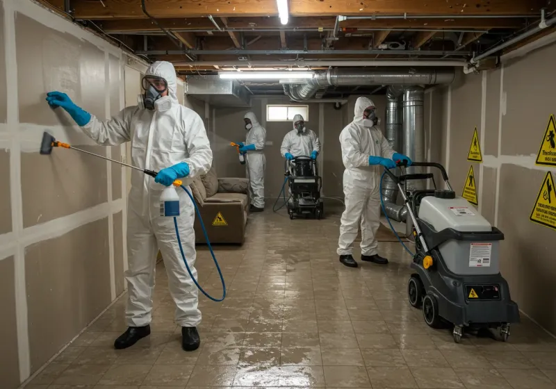 Basement Moisture Removal and Structural Drying process in Greenville, CA